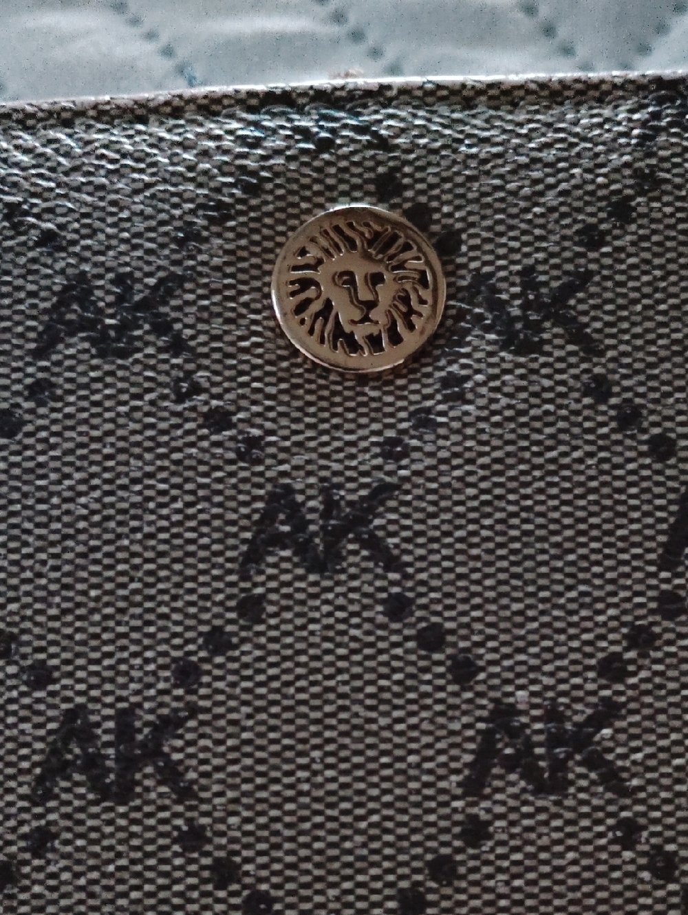 Monogram Canvas Wallet with Gold Lion Button